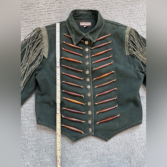 Double D Ranch Vintage Denim Fringe Jacket – Cropped Western Cowgirl M - Picture 11 of 16